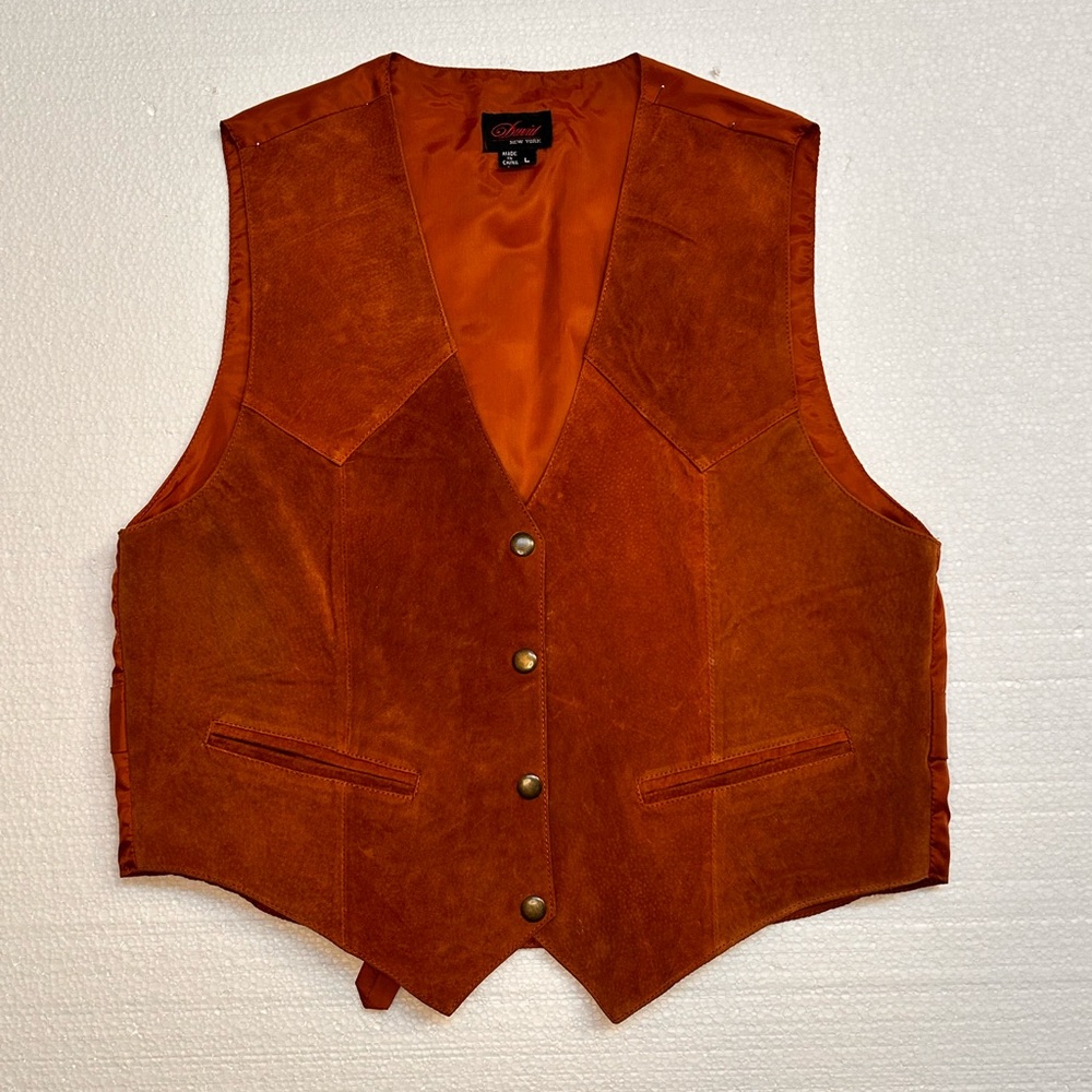 David New York Suede Leather Vest – Unisex Western Boho Prairie Festival - Picture 2 of 11